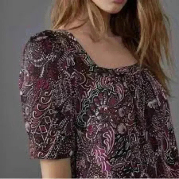 Anthropologie Lisabella Purple Paisley Maeve Tiered Maxi Dress Size M- B5 - Picture 2 of 11